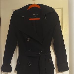 Black trench coat made by London Fog.
